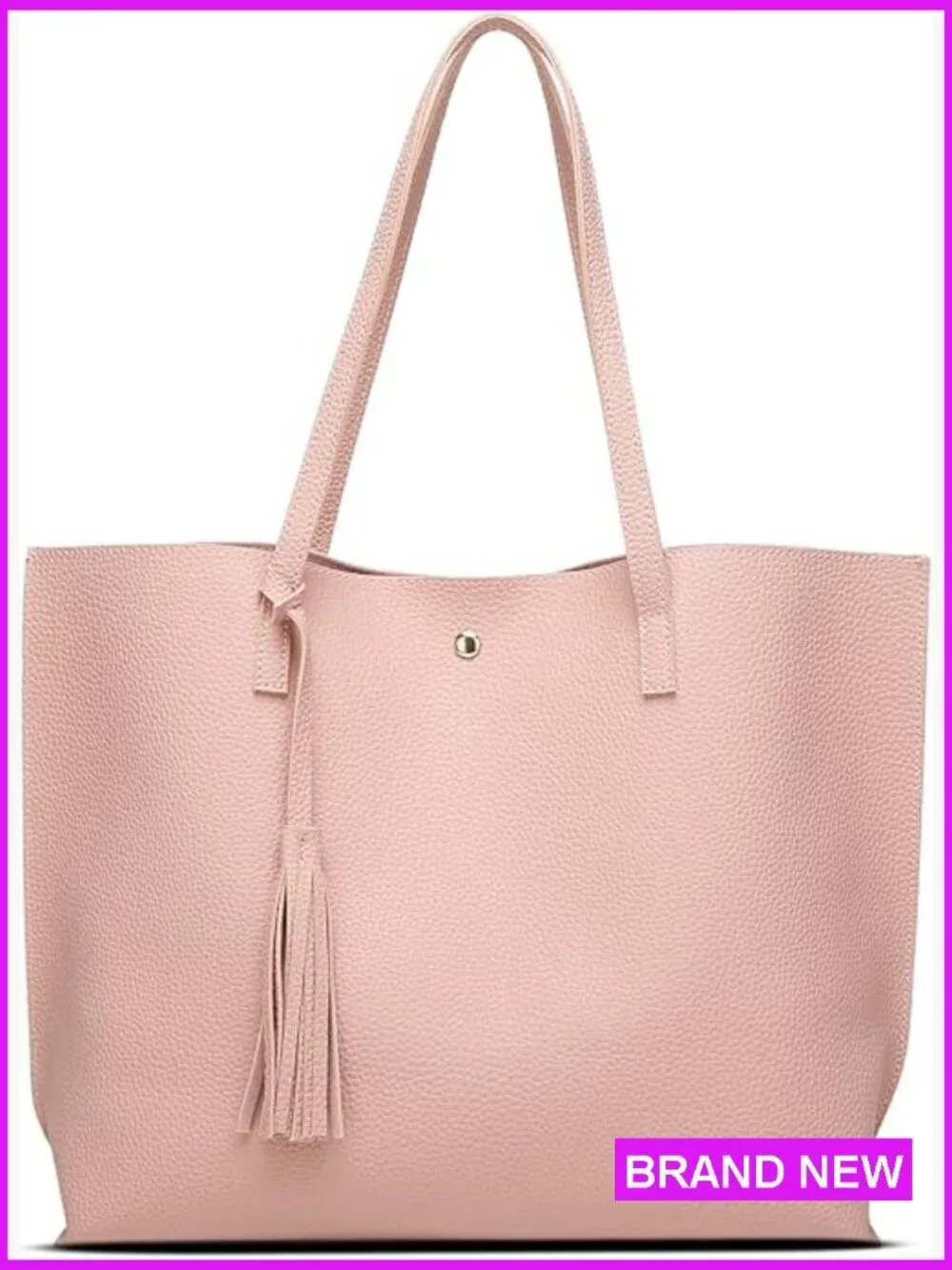 Faux Leather Tote Shoulder Bag Large Capacity Tassel Satchel Work Travel